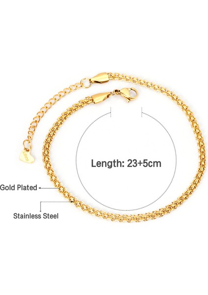 69G Luxusteel Çift Katmanlı Para Disk Kolye Halhal Altın Renk Paslanmaz Çelik Anti-Alerjik Halat Zincir Bacak Ayak Bilezik Takı (Yurt Dışından)