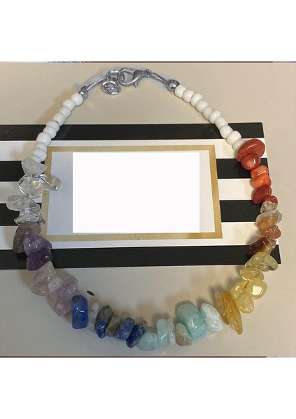 S7 Çakra Değerli Taş ve Lotus Charm Halhal - 7 Çakra Ayak Bileği Bilekliği - Yoga Ayak Bileği (Yurt Dışından)