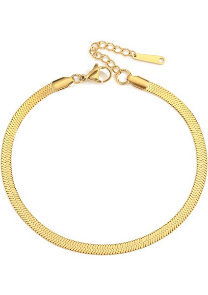 SL092-JIN5MM Bıçak Zincir Halhal Kadınlar Için Altın Renk Bilezik Bacak Üzerinde Paslanmaz Çelik Yılan Zincirler Moda Plaj Aksesuarları Takı (Yurt Dışından)
