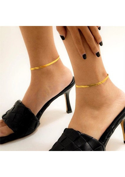 SL092-JIN5MM Bıçak Zincir Halhal Kadınlar Için Altın Renk Bilezik Bacak Üzerinde Paslanmaz Çelik Yılan Zincirler Moda Plaj Aksesuarları Takı (Yurt Dışından) indirimleri