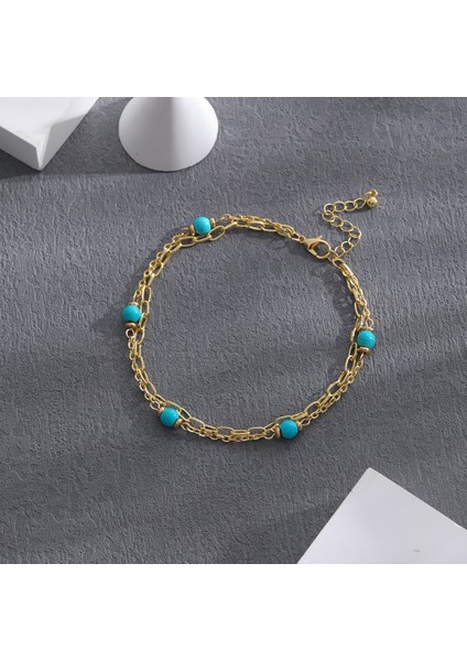 JL0092 Yeni Doğal Taş Halhal Kadınlar Için Moda Charm Bayanlar Ayak Bileği Kolye Takı Fabrika Doğrudan Satış (Yurt Dışından) fırsatları