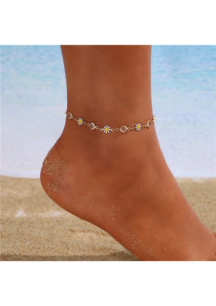NO.5613501 Boyutu Boho Örgülü Halat Halhal Kadınlar Için Moda Deniz Dalga Kaplumbağa Plaj Halhal Renkli Pirinç Boncuk Zincir Halhal Çok Katmanlı Takı (Yurt Dışından)