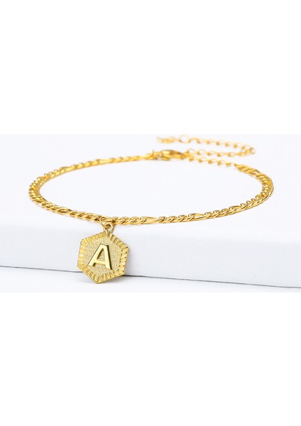 M Boyutu A-Z Ilk Harf Altıgen Ayak Bileği Bilezik Kadınlar Için Altın Renk Paslanmaz Çelik Halhal Kadın Ayak Zinciri Bacak Takı (Yurt Dışından) indirimleri