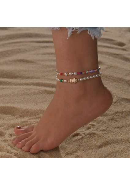 20230210-4 Boho El Yapımı Deniz Kabuğu Püskül Halhal Kadın Kızlar Kaplumbağa Boncuklu Ayak Bileği Bilezikler Bacak Üzerinde Yaz Plaj Yalınayak Sandalet Takı (Yurt Dışından) modelleri