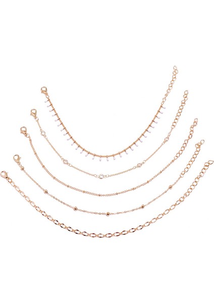 J50072 Modyle Bohemian Ayak Bileği Bilezik Seti Kadınlar Için Çok Katmanlı Boncuk Taklidi Kolye Charm Bilezikler Halhal Ayak Takısı Hediye (Yurt Dışından)