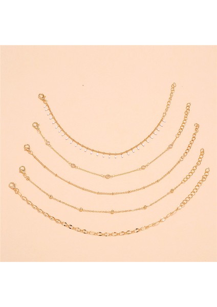 J50072 Modyle Bohemian Ayak Bileği Bilezik Seti Kadınlar Için Çok Katmanlı Boncuk Taklidi Kolye Charm Bilezikler Halhal Ayak Takısı Hediye (Yurt Dışından)
