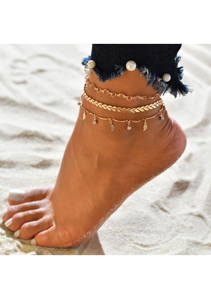 No.18 Boyutu Yeni Bohemian Çok Katmanlı Yaz Halhal Kadınlar Için Kumlu Plaj Ayak Bileği Bilezik Kızlar Yalınayak Ayak Zinciri Takı (Yurt Dışından) fırsatları