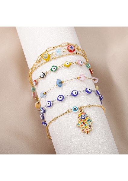 HJ326G-2 Paslanmaz Çelik Nazar Halhal Kadınlar Için Emaye Yuvarlak Bacak Zinciri Mavi Göz Halhal Bilezik Yaz Plaj Ayak Takı Hediye (Yurt Dışından) fiyatları