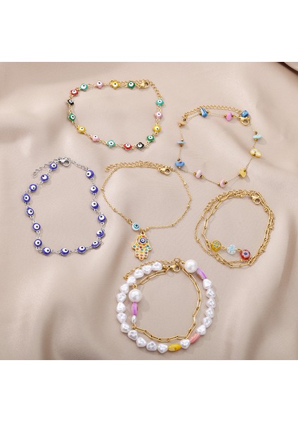 HJ326G-2 Paslanmaz Çelik Nazar Halhal Kadınlar Için Emaye Yuvarlak Bacak Zinciri Mavi Göz Halhal Bilezik Yaz Plaj Ayak Takı Hediye (Yurt Dışından) indirimleri