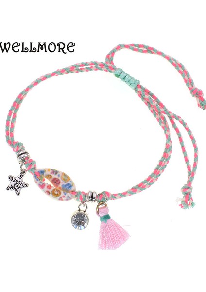 Pembe Wellmore Bohemia Halhal Kadınlar Için El Yapımı Renkli Kabuk Halhal Charm Bilezik Kadın Ayak Takısı (Yurt Dışından) modelleri