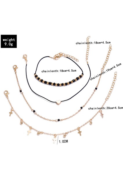 NO.50198 Boyutu Wukalo Bohemia Kristal Boncuklar Halhal Seti Moda Altın Renk Çapraz Kalp Ayak Bileği Bilezikler Kadınlar Için Yaz Plaj Ayak Takısı (Yurt Dışından) modelleri
