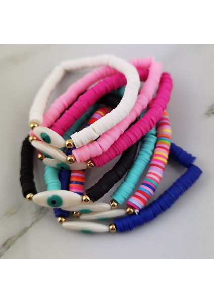 Renkli6 Yaz Için Plaja Git Kadınlar Için Bilezikler Moda Renkli Polimer Kil Boncuk Bilezik Göz Kabuk Bilezikler (Yurt Dışından) fiyatları