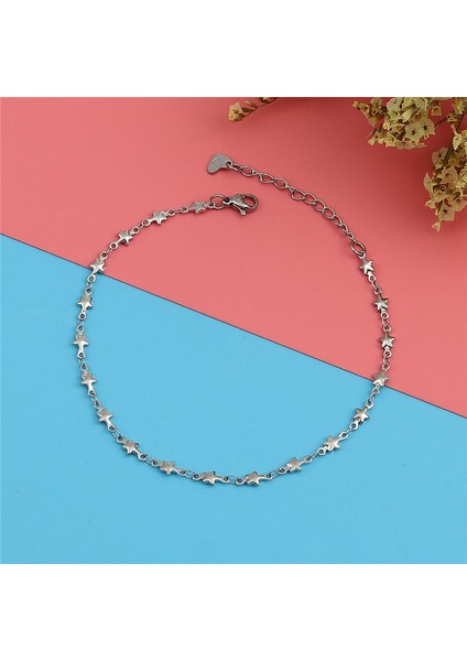 No.4 Boyutu Yeni Moda Paslanmaz Çelik Halhal Kalp Ilmek Yıldız Ayak Bileği Bilezik Kadın Kızlar Için Parti Takı Hediye 1 Pc (Yurt Dışından)