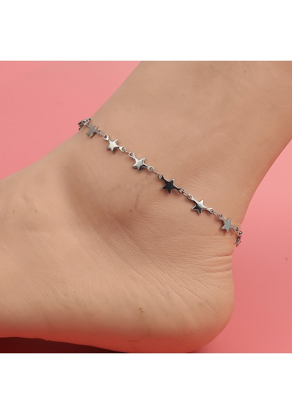 No.4 Boyutu Yeni Moda Paslanmaz Çelik Halhal Kalp Ilmek Yıldız Ayak Bileği Bilezik Kadın Kızlar Için Parti Takı Hediye 1 Pc (Yurt Dışından) modelleri