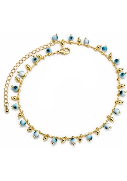 No.6 Boyutu Şanslı Göz Çok Renkli Türk Nazar Püskül Halhal Altın Renk Ayak Zinciri Ayak Bileği Bilezik Kadınlar Için Ayarlanabilir Takı BE76 (Yurt Dışından)