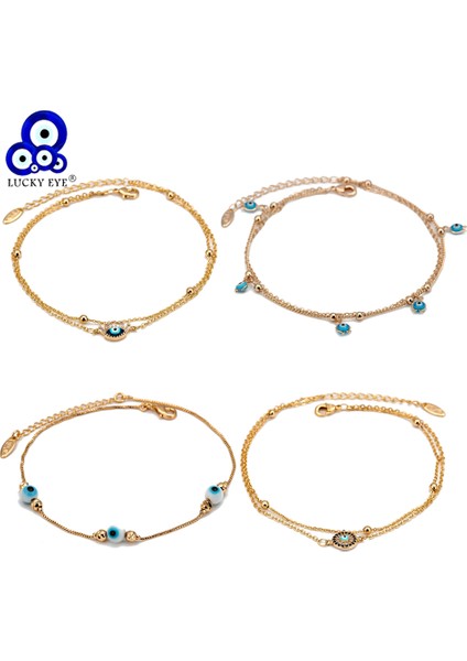 No.6 Boyutu Şanslı Göz Çok Renkli Türk Nazar Püskül Halhal Altın Renk Ayak Zinciri Ayak Bileği Bilezik Kadınlar Için Ayarlanabilir Takı BE76 (Yurt Dışından) fiyatları
