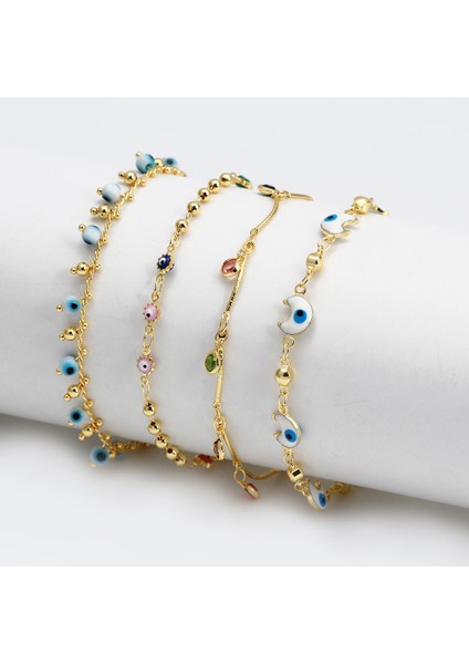 No.6 Boyutu Şanslı Göz Çok Renkli Türk Nazar Püskül Halhal Altın Renk Ayak Zinciri Ayak Bileği Bilezik Kadınlar Için Ayarlanabilir Takı BE76 (Yurt Dışından) modelleri