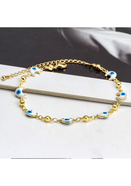 No.6 Boyutu Şanslı Göz Çok Renkli Türk Nazar Püskül Halhal Altın Renk Ayak Zinciri Ayak Bileği Bilezik Kadınlar Için Ayarlanabilir Takı BE76 (Yurt Dışından) indirimleri