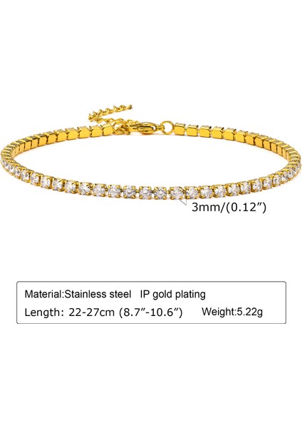 Halhal Kadınlar Için Kübik Zirkonya Tenis Halhal Bilezik, Paslanmaz Çelik Istifleme Cz Ayak Zincirleri Trendy Yaz Hediyesi (Yurt Dışından) fırsatları