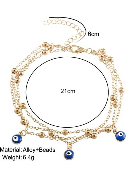 Altın Rengi Moda Türk Boncuk Nazar Halhal Charm Gümüş Renk Altın Zincir Bilezik Kadınlar Için Bohemian Sandalet Plaj Ayak Takısı (Yurt Dışından)