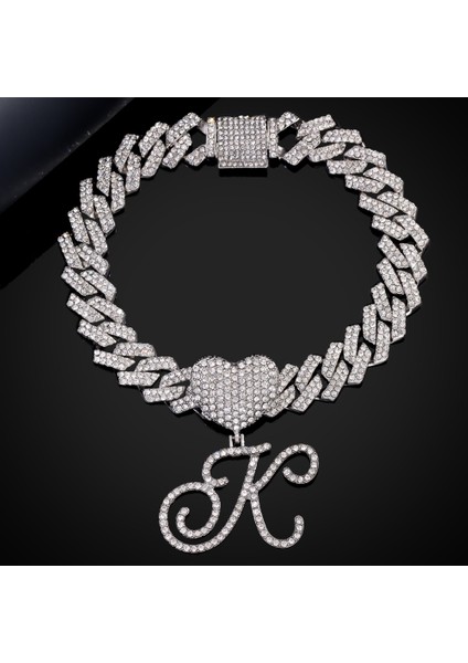 Altın Tarzı H Trendy Buzlu Out Kristal El Yazısı Mektup Halhal Kadınlar Için Bling Aaa Prong Küba Bağlantı Ayak Bileği Zinciri A-Z Alfabe Halhal Punk Takı (Yurt Dışından) modelleri