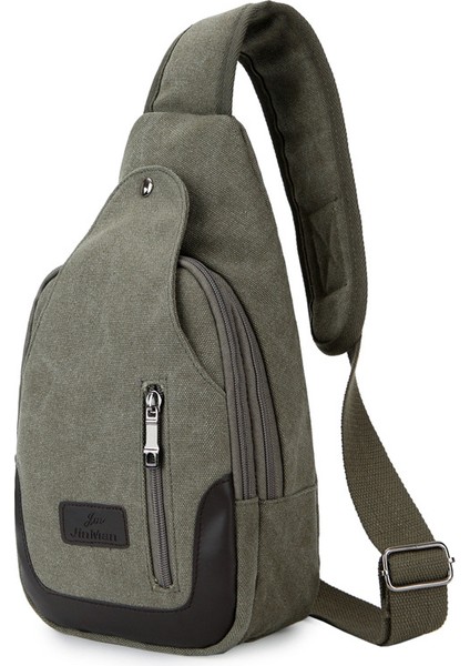Büyük Kapasiteli Erkek Kanvas Göğüs Çantası Yeni Erkek ve Kadın Gündelik Bisiklet Açık Hırsızlık Önleyici Omuz Crossbody Çanta (Yurt Dışından)