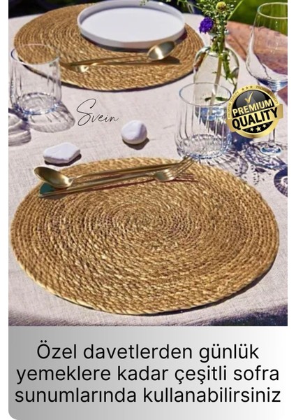8'li Premium Yuvarlak Hasır Bambu Amerikan Servis Örme Supla Sofra Yemek Masası Yanmaz Tabak Altlığı modelleri