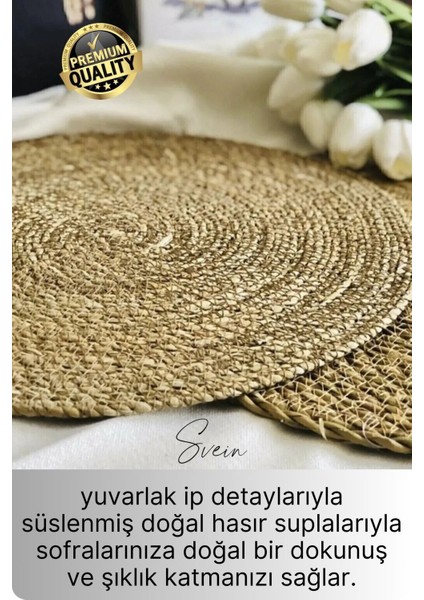 8'li Premium Yuvarlak Hasır Bambu Amerikan Servis Örme Supla Sofra Yemek Masası Yanmaz Tabak Altlığı indirimleri