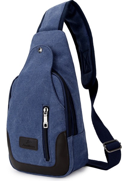Büyük Kapasiteli Erkek Kanvas Göğüs Çantası Yeni Erkek ve Kadın Gündelik Bisiklet Açık Hırsızlık Önleyici Omuz Crossbody Çanta (Yurt Dışından)