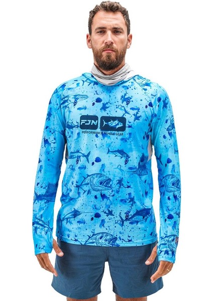 Pro Angler S24 Buff&hoodie Blue Fish - 3xl