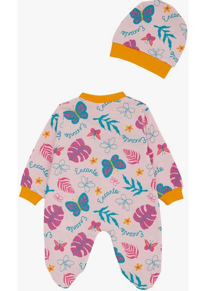 Kız Bebek Patikli Tulum Renkli Çiçek & Kelebek Desenli 0-6 Ay, Pembe fiyatları
