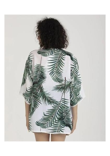 Palmiye Desen Kadın Viskon Kimono