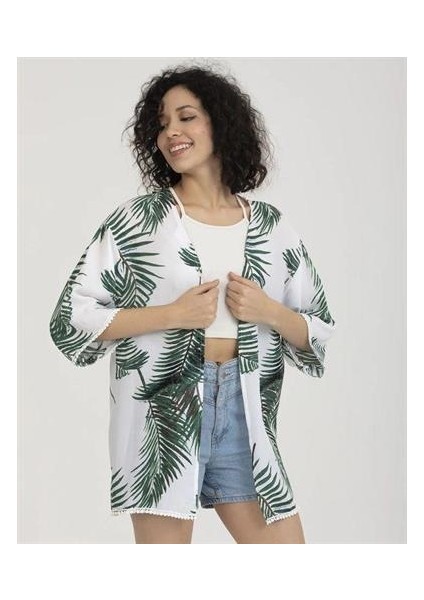Palmiye Desen Kadın Viskon Kimono fiyatları
