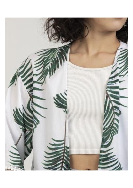 Palmiye Desen Kadın Viskon Kimono modelleri