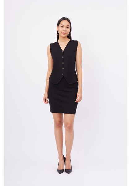 AIDA WAISTCOAT Kadın Triko Yelek - Siyah