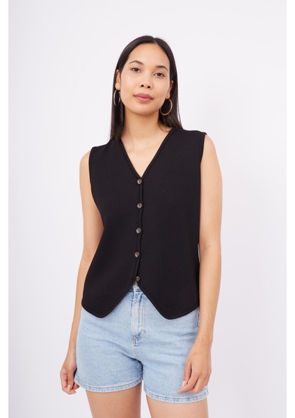 AIDA WAISTCOAT Kadın Triko Yelek - Siyah fiyatları