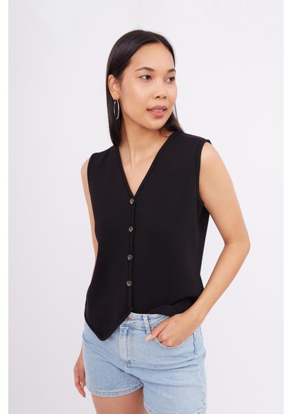 AIDA WAISTCOAT Kadın Triko Yelek - Siyah fırsatları