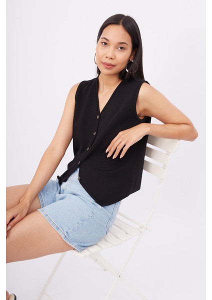 AIDA WAISTCOAT Kadın Triko Yelek - Siyah indirimleri