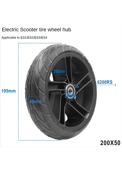 200X50 No. 9 Scooter Es2/es1 Hub'lı Arka Dolgu Lastik Için Uygundur (Yurt Dışından)