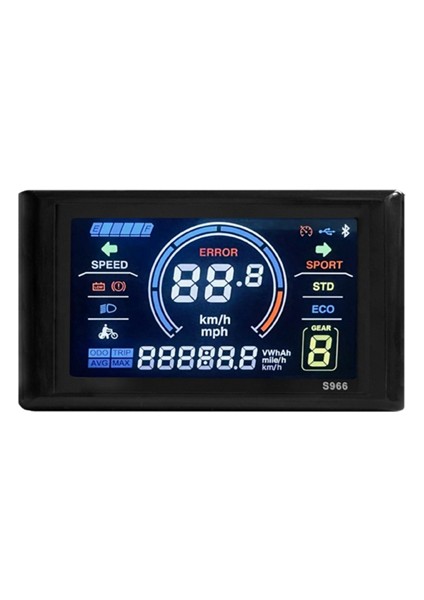 Elektrikli Bisiklet Ekranı 24V-72V Su Geçirmez LCD S966 Denetleyici Paneli Kontrol Paneli, Sm Konnektörü (Yurt Dışından)