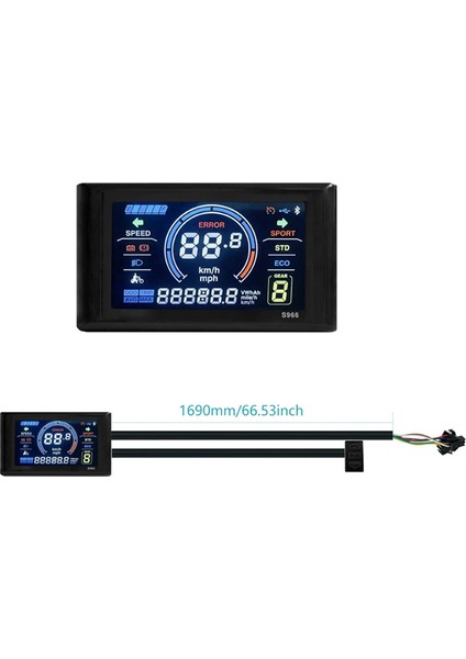 Elektrikli Bisiklet Ekranı 24V-72V Su Geçirmez LCD S966 Denetleyici Paneli Kontrol Paneli, Sm Konnektörü (Yurt Dışından)