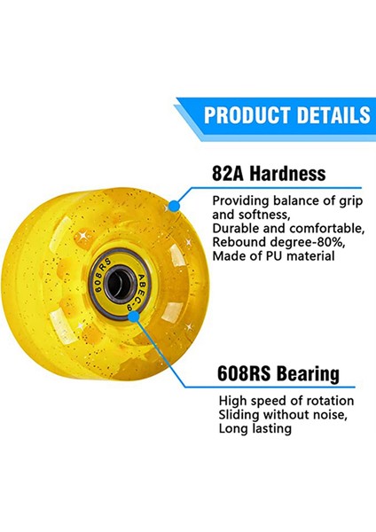 8 Parçalı 32 x 58MM 82A Rulmanlı Paten, Iç Mekan Veya Dış Mekan Kullanımı Için, Anahtar Tekerleğini Çıkarma Sarı (Yurt Dışından)