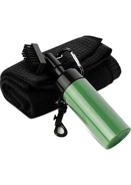 Golf Kulübü Temizleme Fırçası ve Mikrofiber Havlu Seti, Oluk Kalemtıraş ve Su Şişesi (Yurt Dışından)