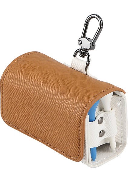 Golf Topu Çanta Kılıfı Renk Bloklu Tees Tutucu Manyetik Metal Askı Tokası 2 Top Için Kahverengi (Yurt Dışından)