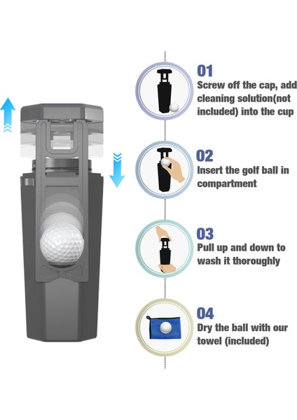Golf Ball Yıkar Portatif Havlu Temizleme Makine Aleti Yeniden Kullanılabilir Açık Sepet Kupası Tutucu Universal Golf Aksesuarları (Yurt Dışından)