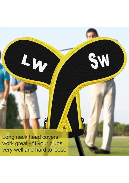 Golf Kulübü Kapakları Numarası Baskı Golf Kulübü Kafa Kapakları Fermuarlı Demir Kapaklar, Koruyucu Nefes Alabilir Örgü Kapak, Sarı (Yurt Dışından) fırsatları