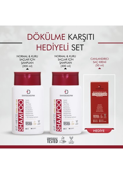 Şampuan 2'li Set Normal & Kuru Saç Vegan sine Karşı Sülfatsız Tuzsuz 2x300ml