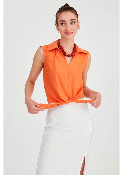 Önden Bağlamalı Sıfır Kol Bluz modelleri