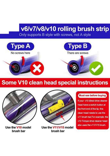 Dyson V11 Hepa Filtre Sonrası Rulo Fırça Yumuşak Peluş Şeritler Için 6 Adet (Yurt Dışından) fiyatları