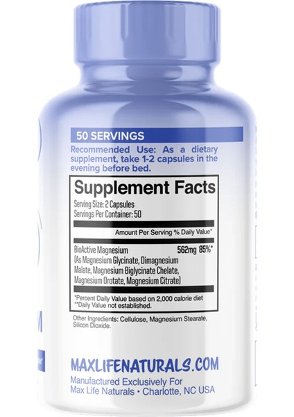 Bioactive Magnesium 100 Capsul Usa fiyatları